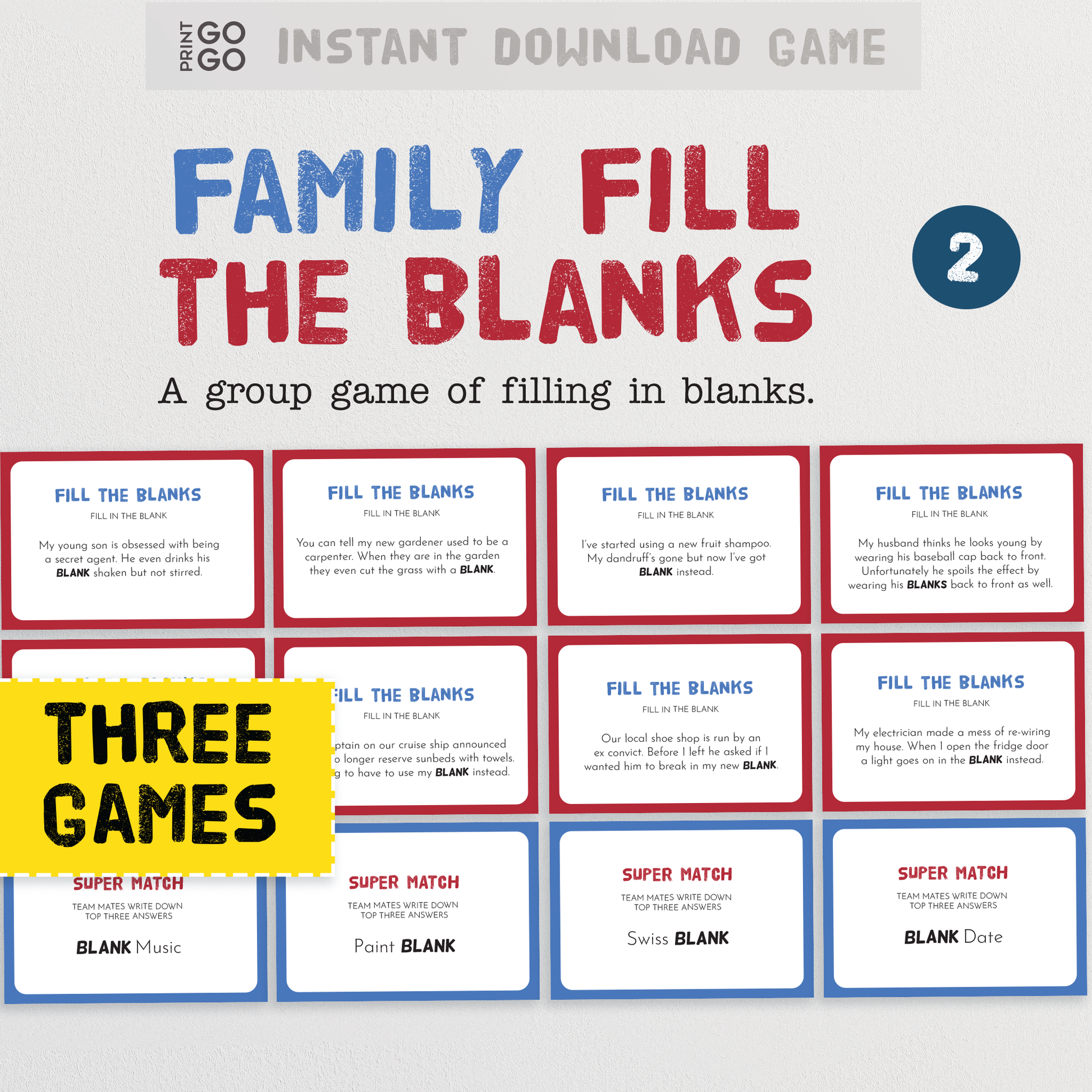 Family Fill The Blanks - The Hilarious Party Game of Missing Words (Version 2)