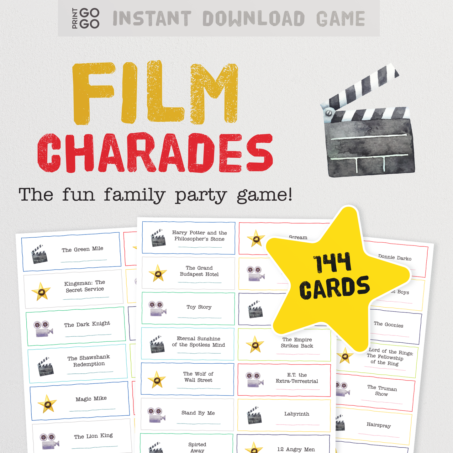 Film Charade Cards - The Fun Family Party Game of Acting Out and Guessing Movies