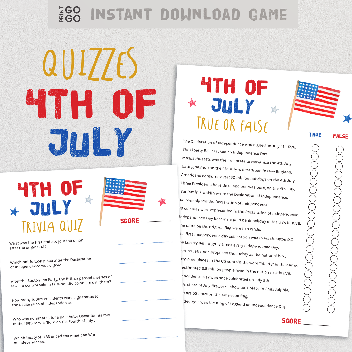 USA 4th of July Game Bundle - Family Party Games and Activities for Everyone