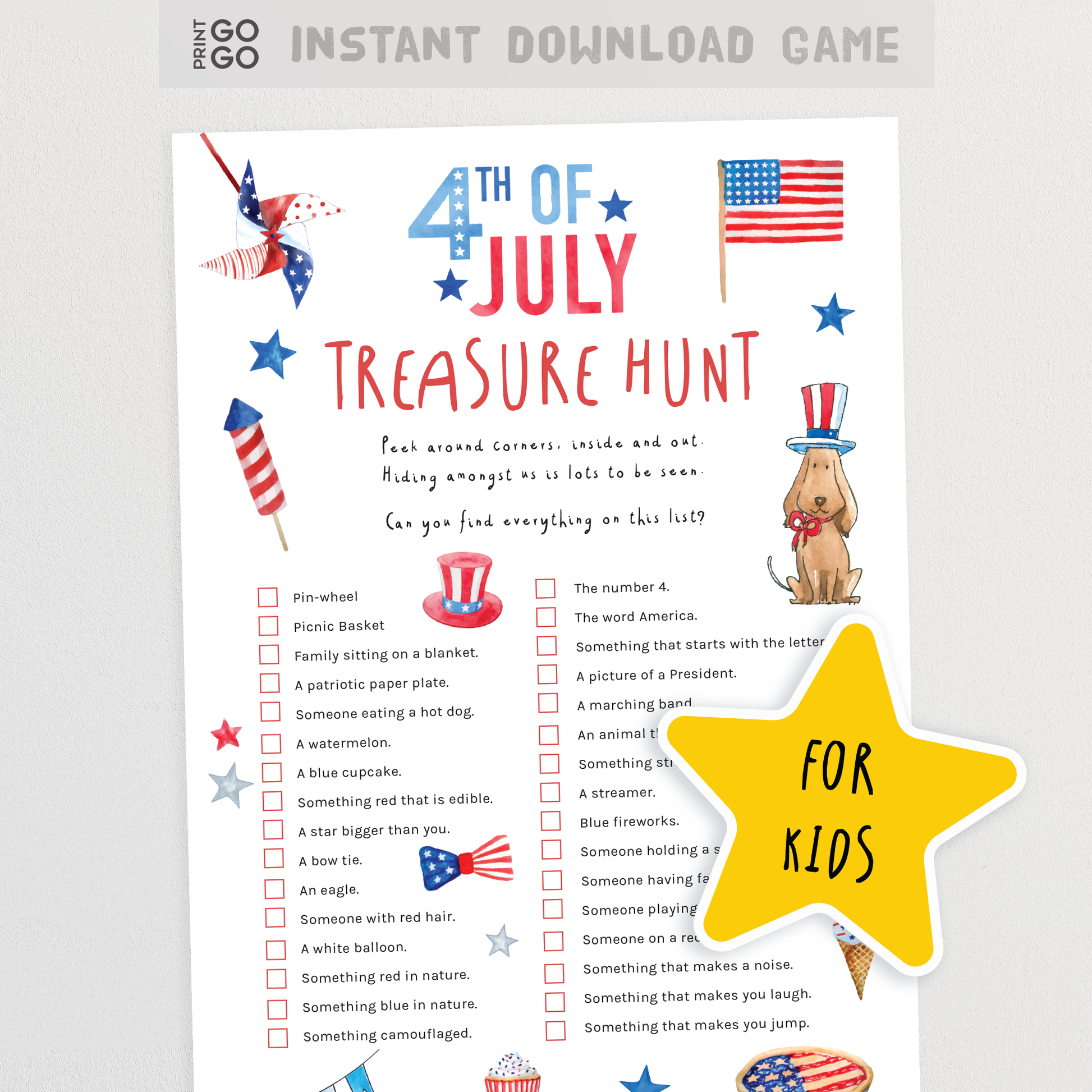 Fourth of July Treasure Hunt for Kids