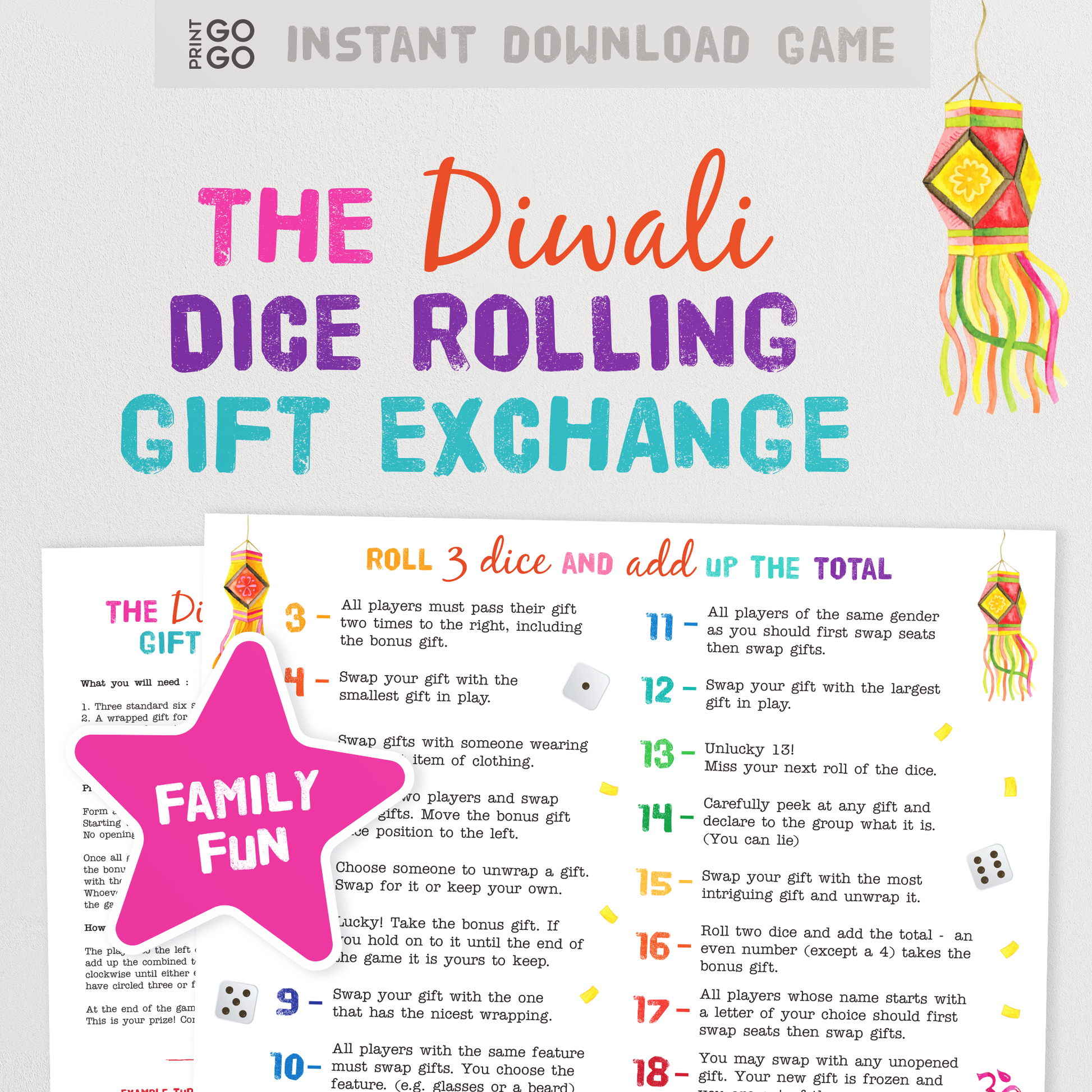 Diwali Roll the Dice Gift Exchange Game - The Hilarious Festival of Light Gift Swapping Party Game | Fun Present Swap Activity | Group Game