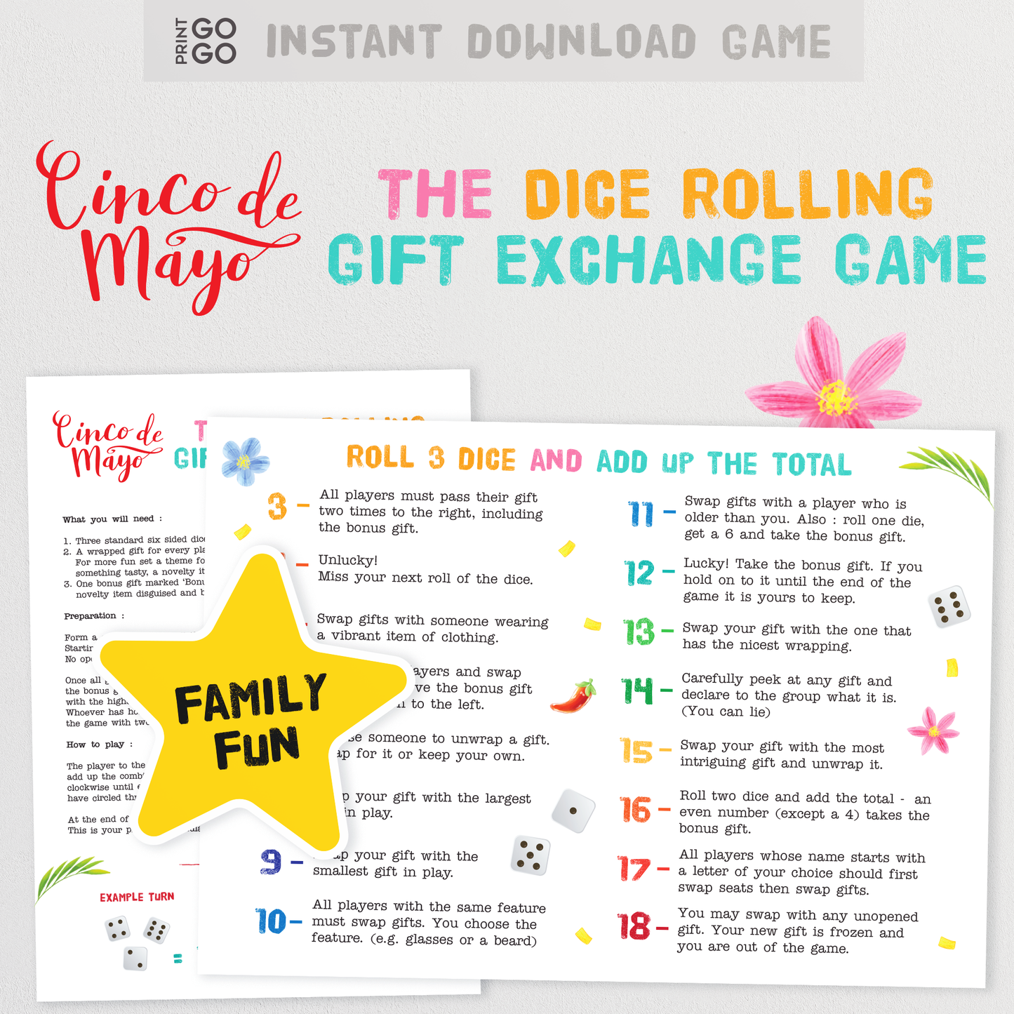 Cinco de Mayo Roll the Dice Gift Exchange Game
