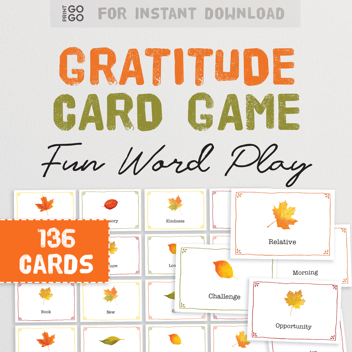 Gratitude Conversation Starters - 136 Cards to Spark Conversation, Creativity and Practise Gratitude | Dinner Table Thanksgiving Activity