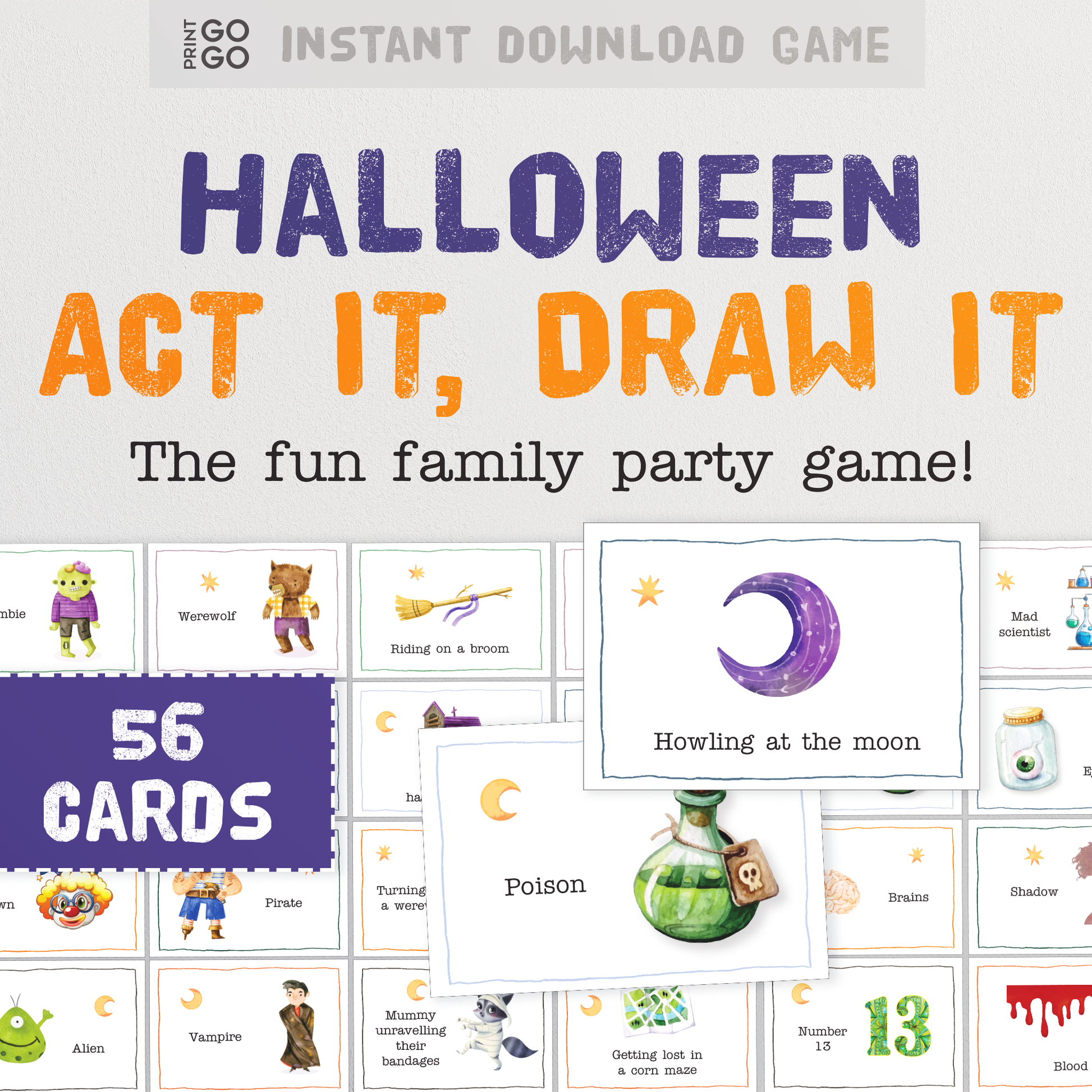 Halloween Act It, Draw It - The Hilarious Family Party Game of Acting Out, Drawing and Guessing Phrases