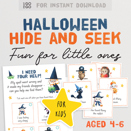 Halloween Hide and Seek Scavenger Hunt for Younger Kids