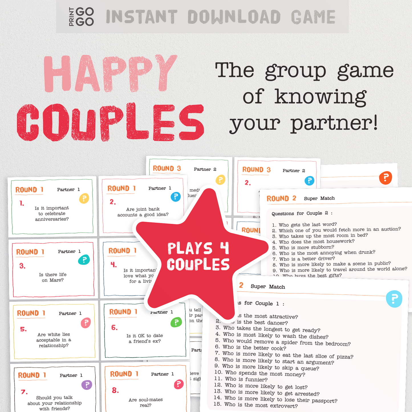 Happy Couples - The Group Game of Knowing Your Partner!