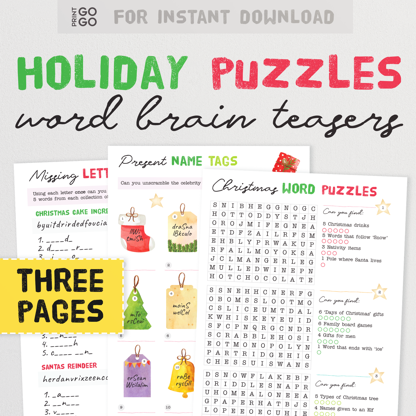 Christmas Word Puzzles - Fun Holiday Brain Teaser Games!