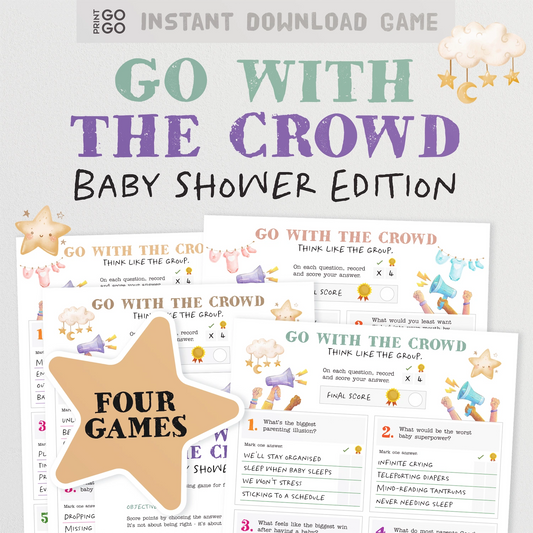 Printable baby shower party game for groups. Perfect ice breaker, no prep activity.