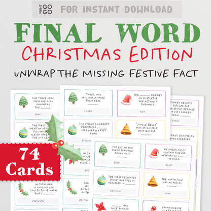 Printable Christmas trivia game of filling in missing words.