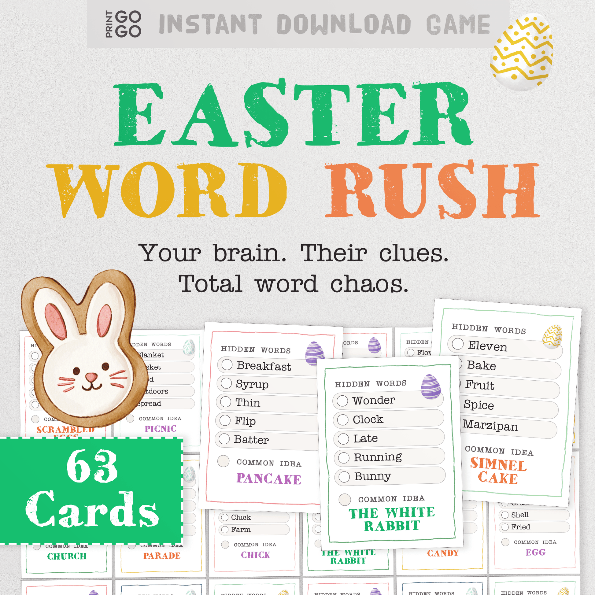 Printable Easter word party game for groups.