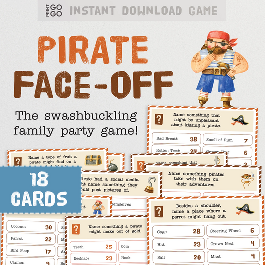 Printable Pirate Face-Off, a swashbuckling family party game.