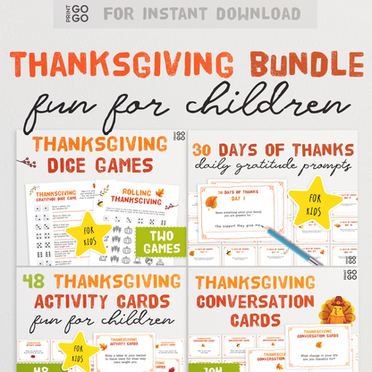 Kids Thanksgiving Bundle - Games and Activities for Children to Enjoy! 