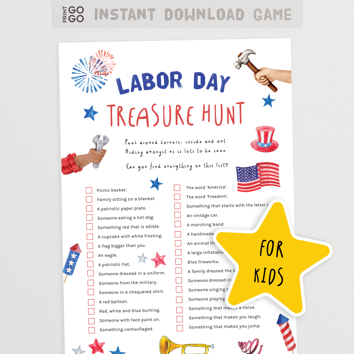 Labor Day Treasure Hunt for Kids