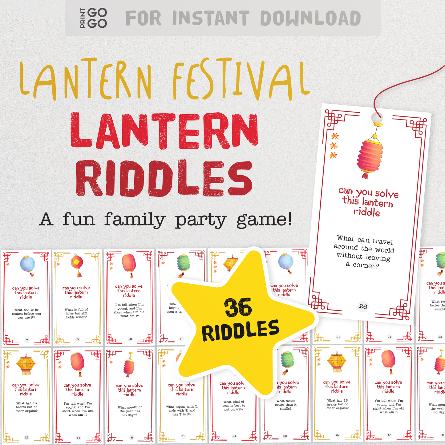 Lantern Festival Lantern Riddles - The Fun Family Party Game of Solving Clues