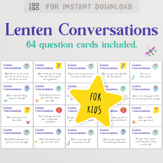 64 Lenten Conversation Cards - A Meaningful Activity for Families