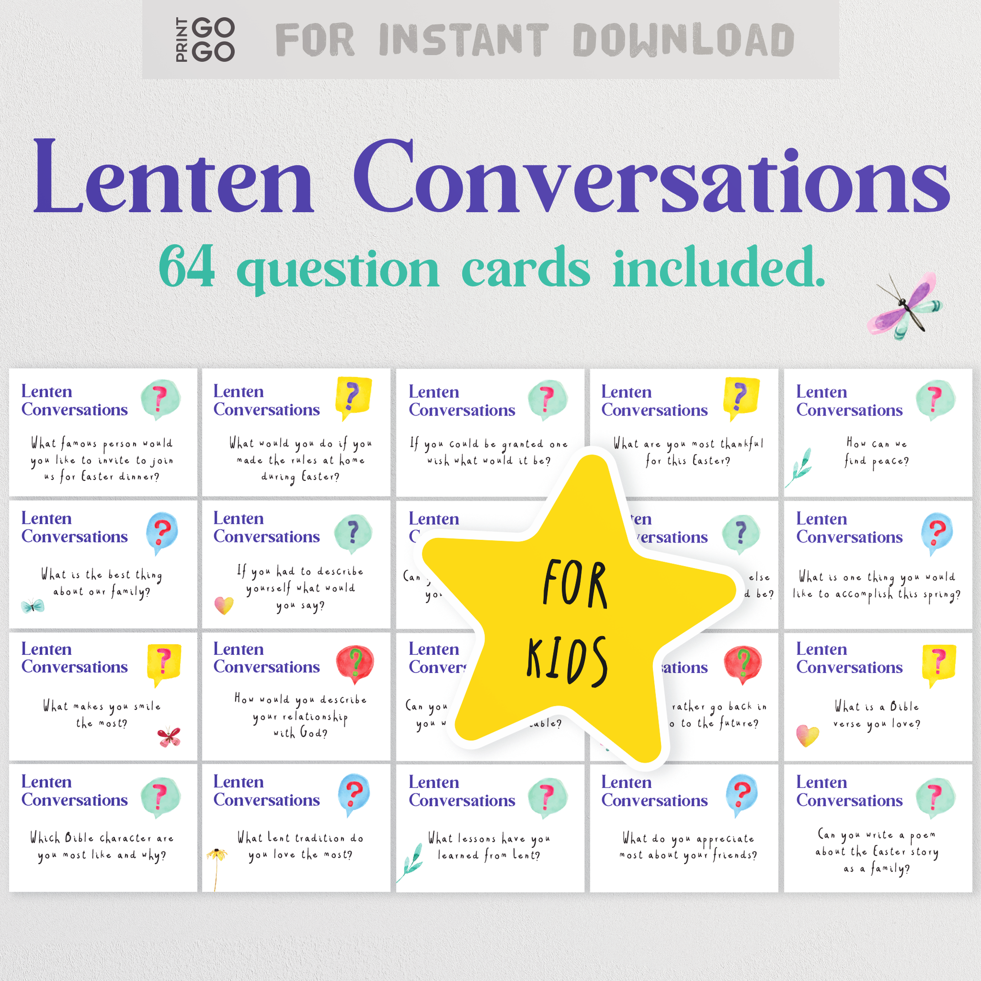 64 Lenten Conversation Cards - A Meaningful Activity for Families