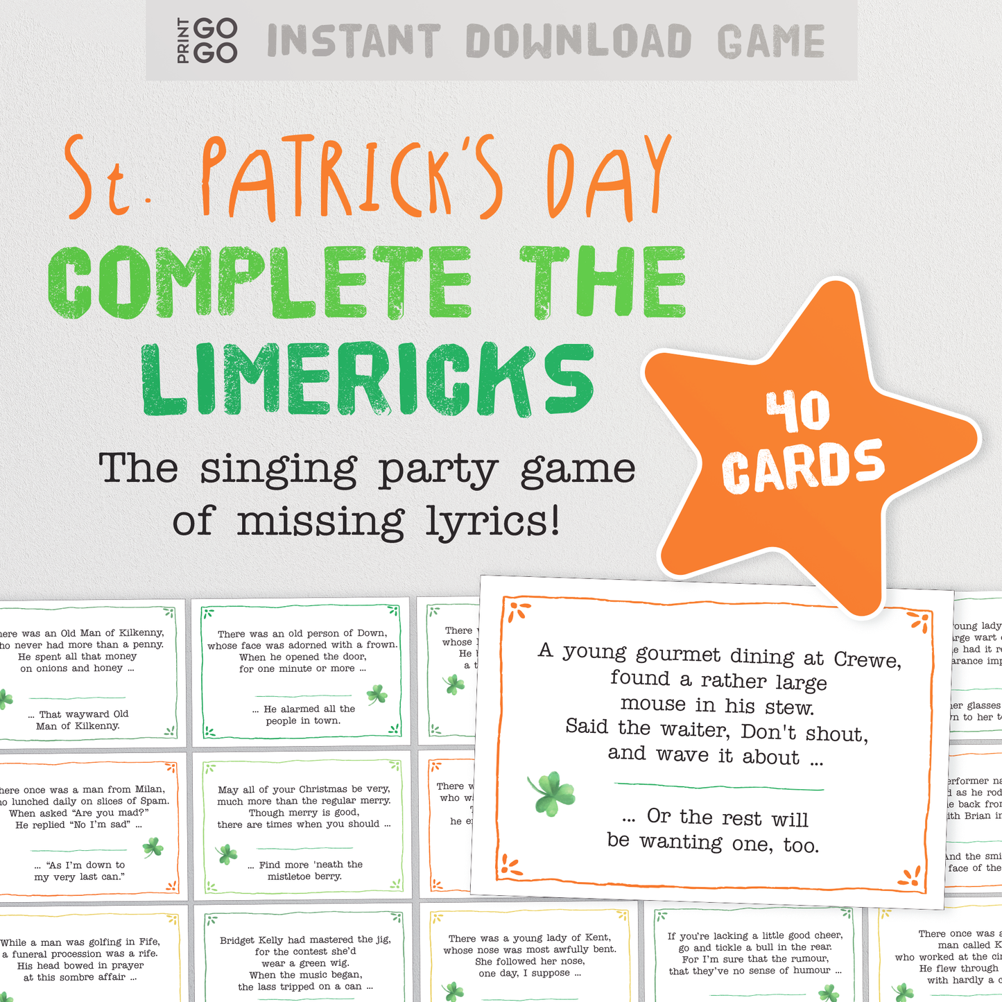 St. Patricks Day Complete The Limericks - The Quick Thinking Party Game