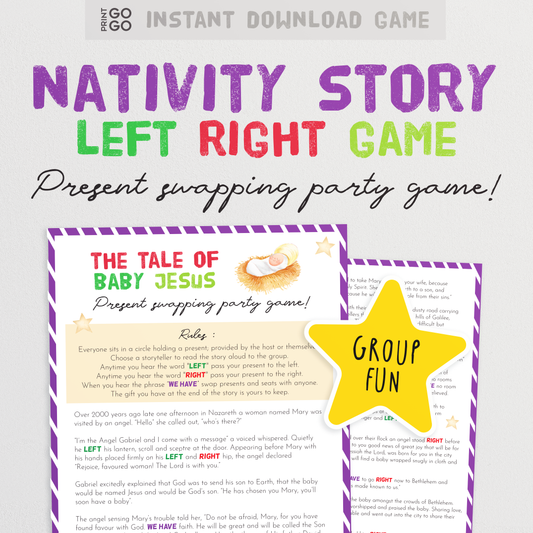 Nativity Story Left Right Christmas Gift Exchange - The Fast Paced Present Swap Game about the Story of Baby Jesus | Fun Church Yankee Swap