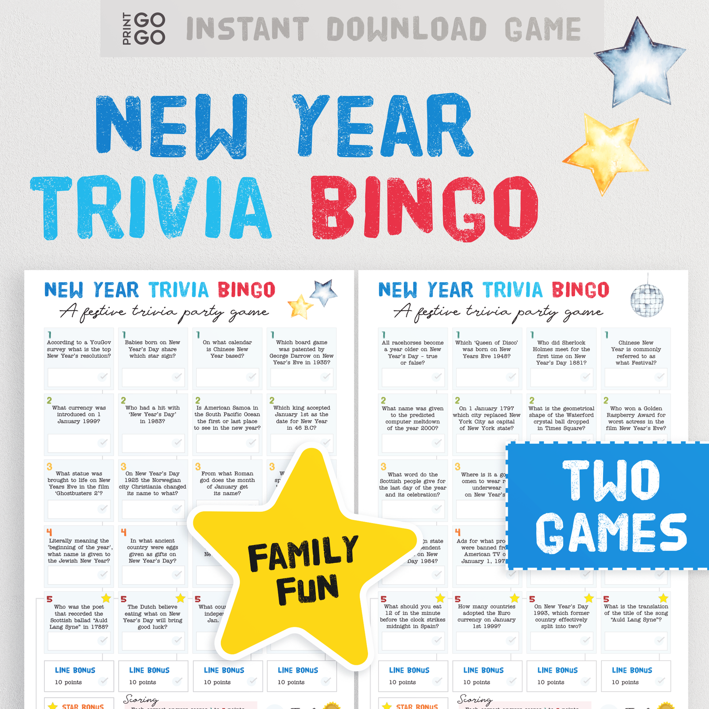 New Year Trivia Bingo - Test Your Festive Knowledge With This Fun Family Quiz Party Game | Christmas Holiday Entertainment