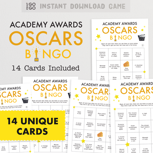 14 Academy Awards Oscar Bingo Cards