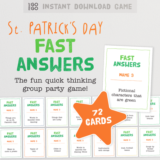 St. Patrick's Day Fast Answers Game - The Fun Quick Thinking Family Party Game