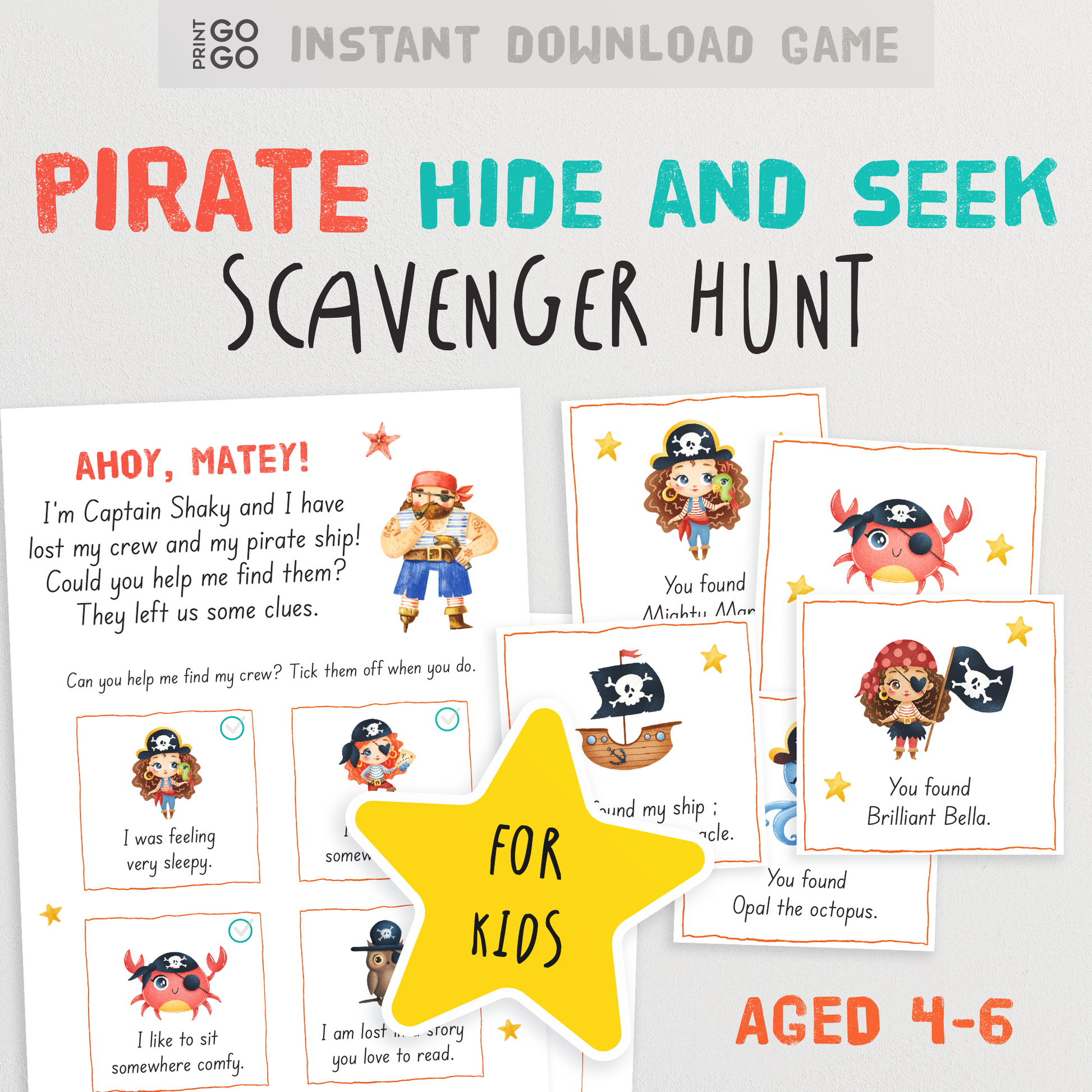 Pirate Hide and Seek Scavenger Hunt for Younger Kids