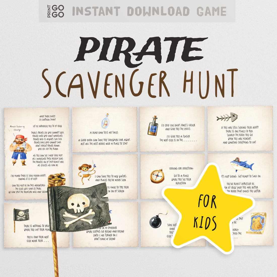 Pirate Scavenger Hunt - Indoor Scavenger Hunt Clues for Young Pirates ...