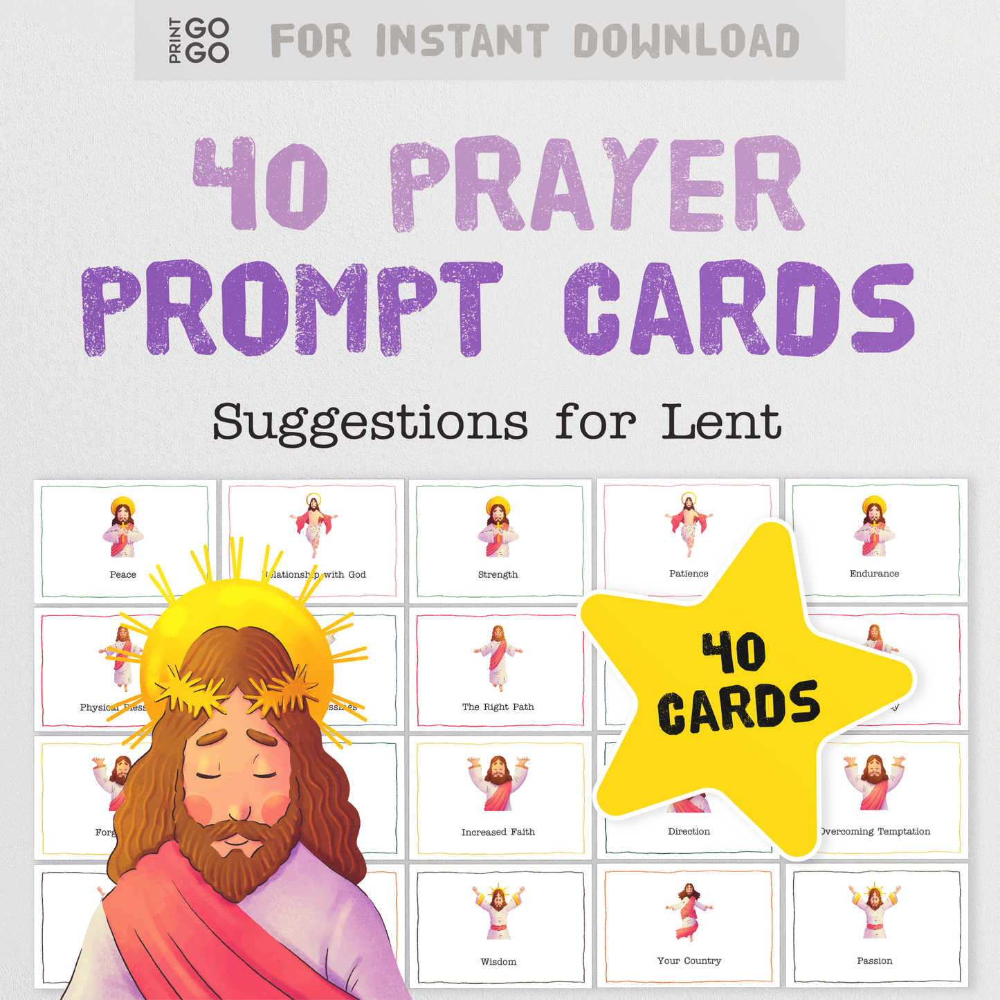 40 Prayer Prompt Cards for Children - Suggestions for Lent