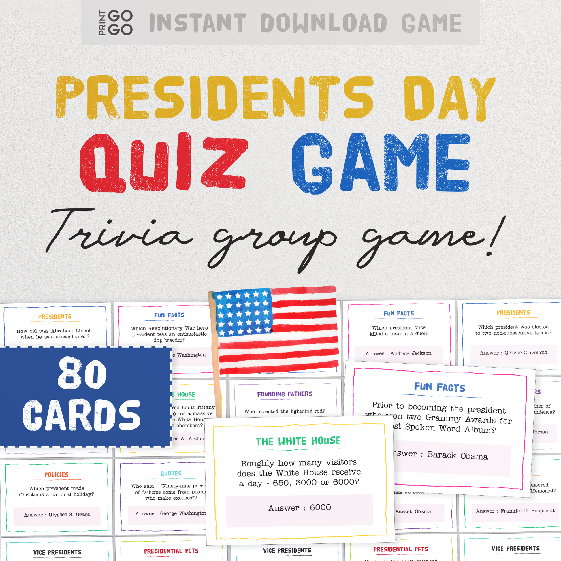 Presidents Day Quiz Game - The Fun Trivia Party Game for Groups