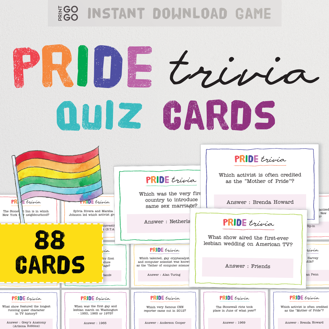 Pride Trivia Paper Pride Trivia - 88 Quiz Questions to Test LGBTQI+ General Knowledge ...