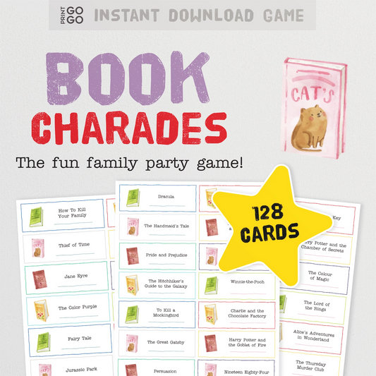 Instant download book charades party game for groups.