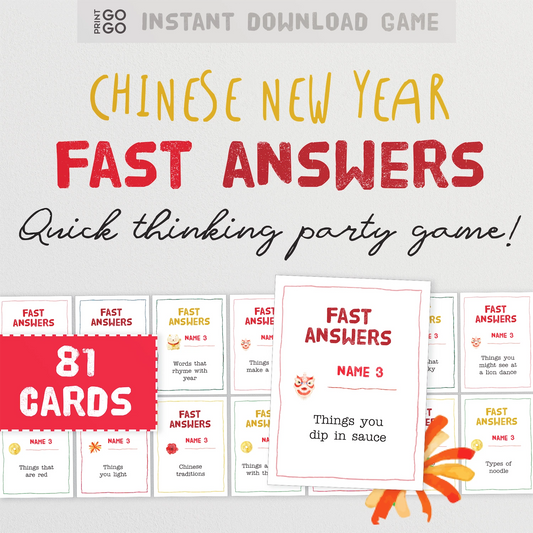 Instant download fast thinking word party game for Lunar New Year.