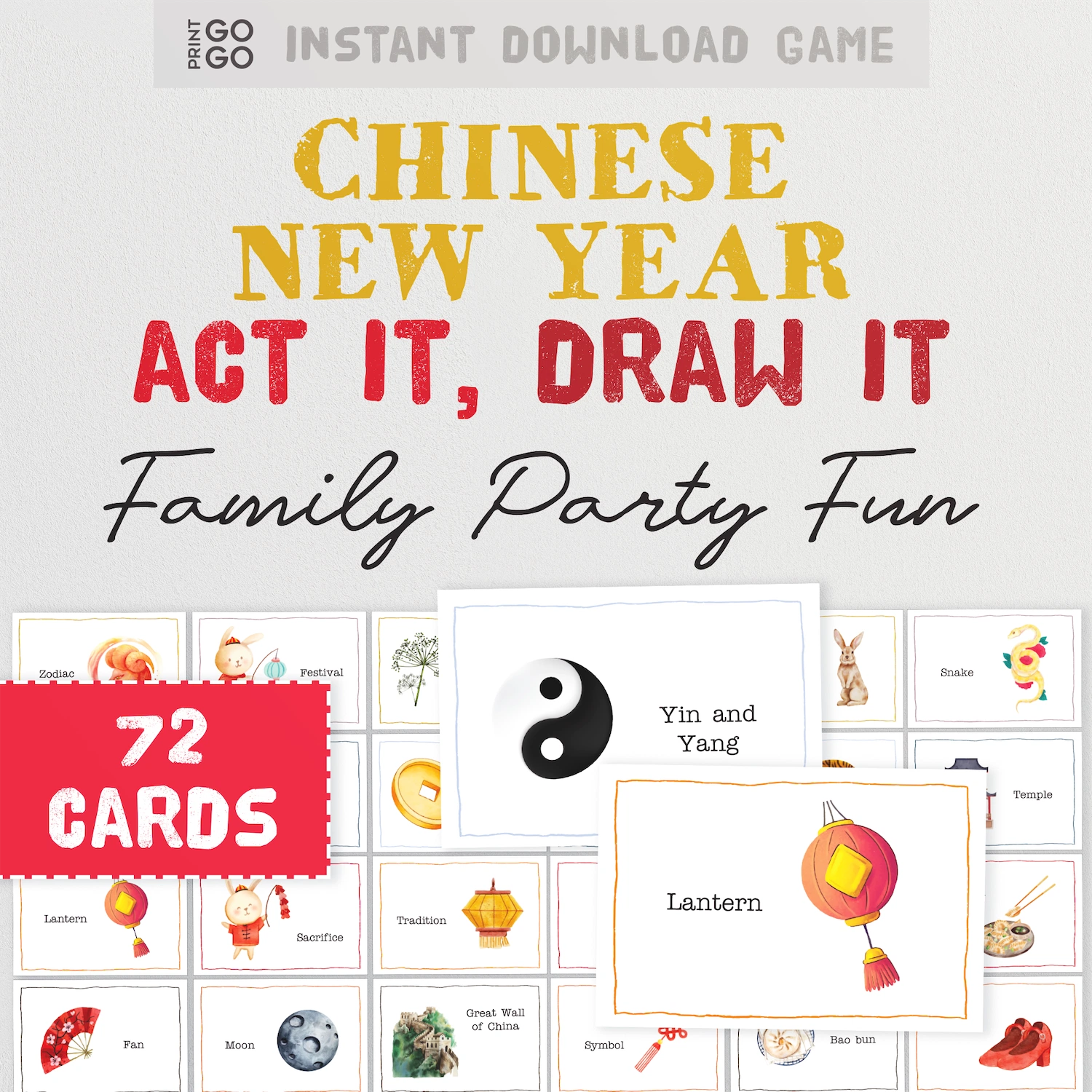 Instant download family party game for Lunar New Year.