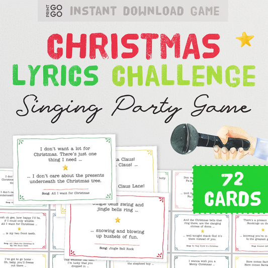 Instant download Christmas lyrics singing party game.