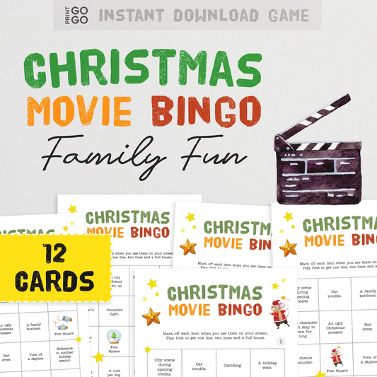 An instant download Christmas Movie Bingo game for families.