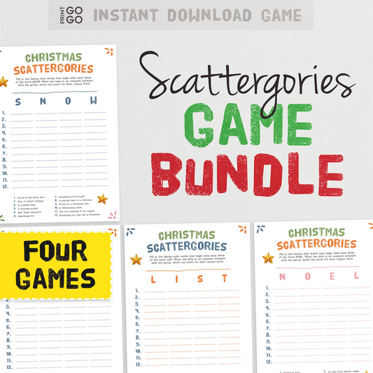 Scattergories Game Bundle with Christmas theme on a white background