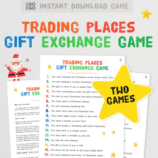 Instant download trading places Christmas gift exchange party game for groups.