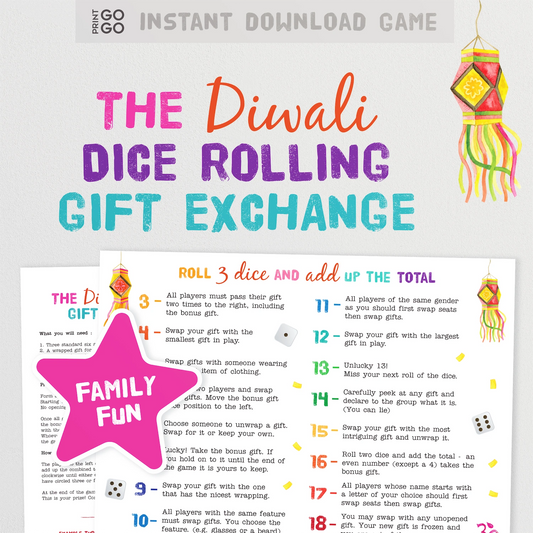 Diwali Roll the Dice Gift Exchange Game - The Hilarious Festival of Light Gift Swapping Party Game.