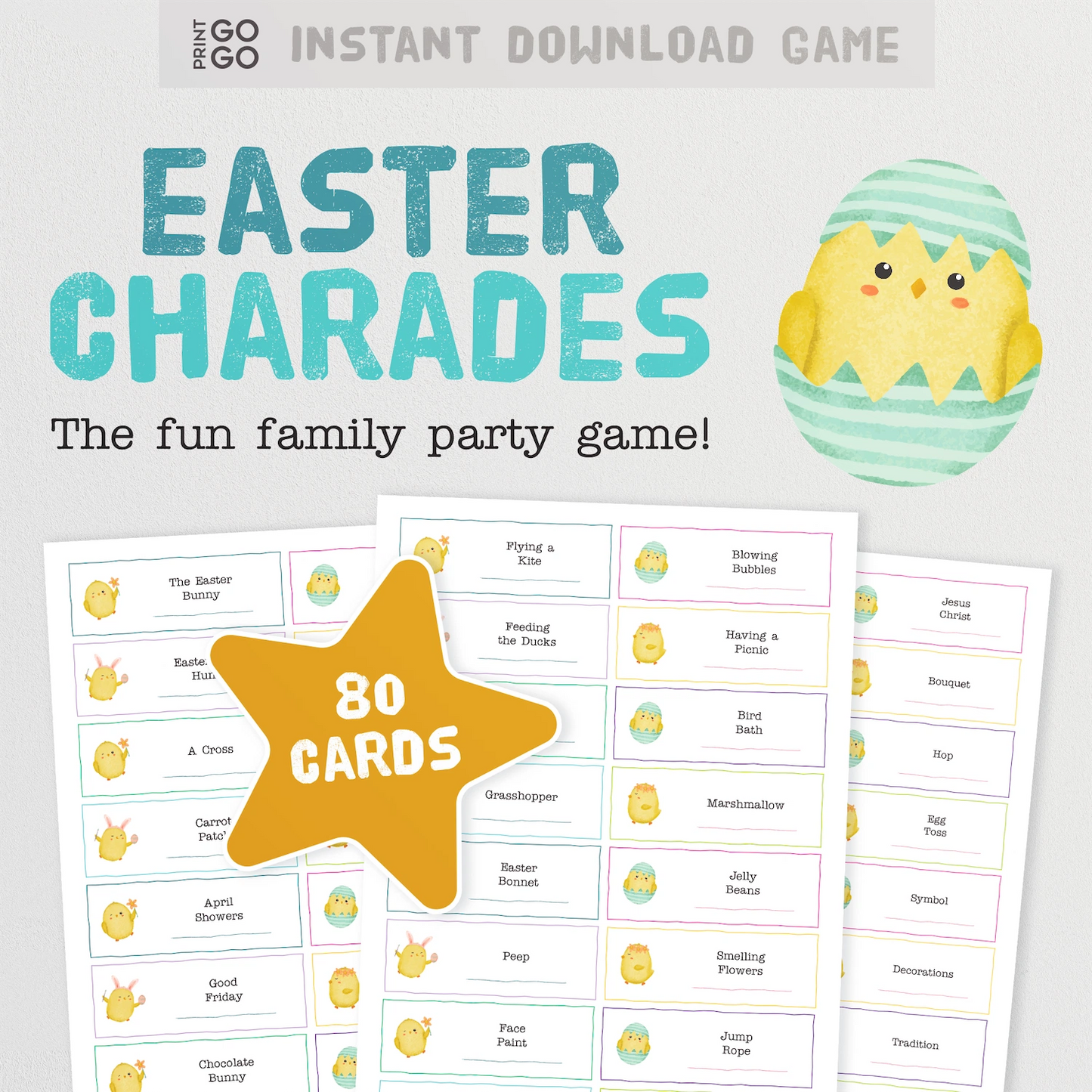 Instant download Easter Charades game for families.