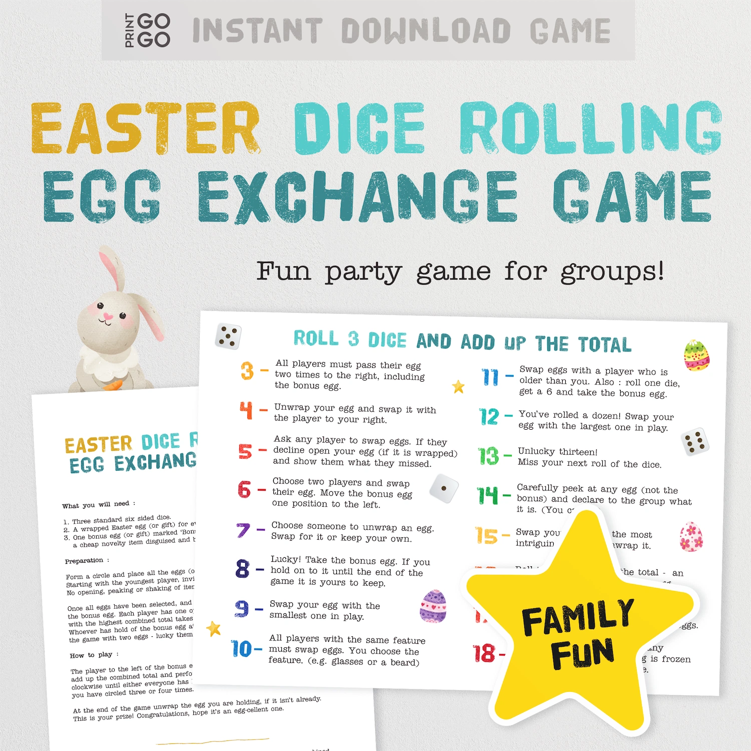 Instant download easter white elephant gift exchange party game.