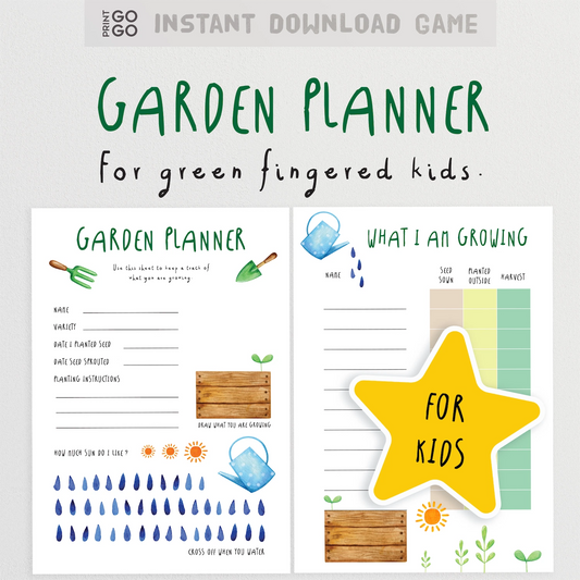Instant download outdoor garden planner for children.