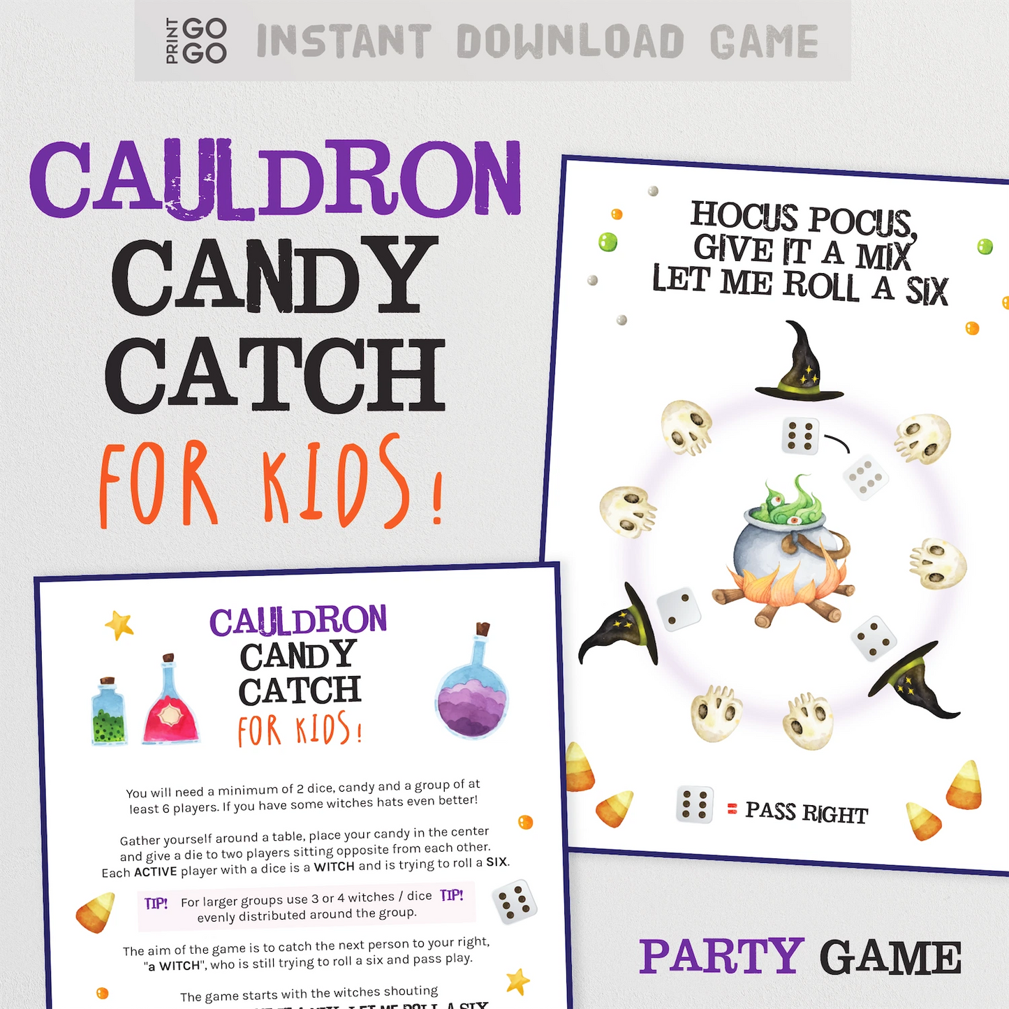 Halloween themed candy dice game, perfect as an alternative to trick-or-treating.