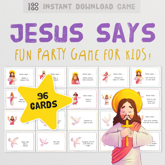 Instant download Christian party game for kids based on the Simon Says - Jesus Says.