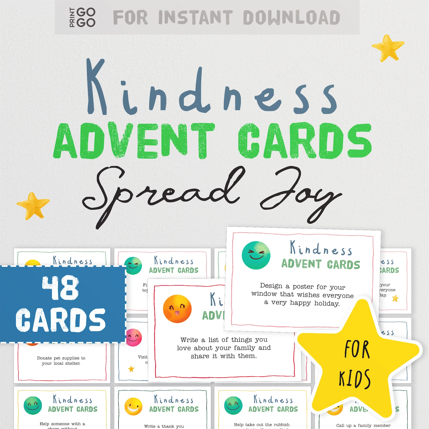 Instant download Kindness Advent Cards for kids.