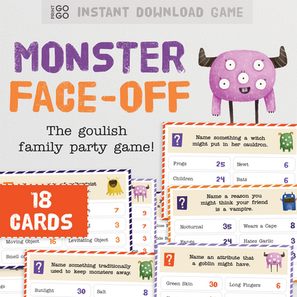 Instant download Halloween party game for families. Halloween themed questions and survey responses.