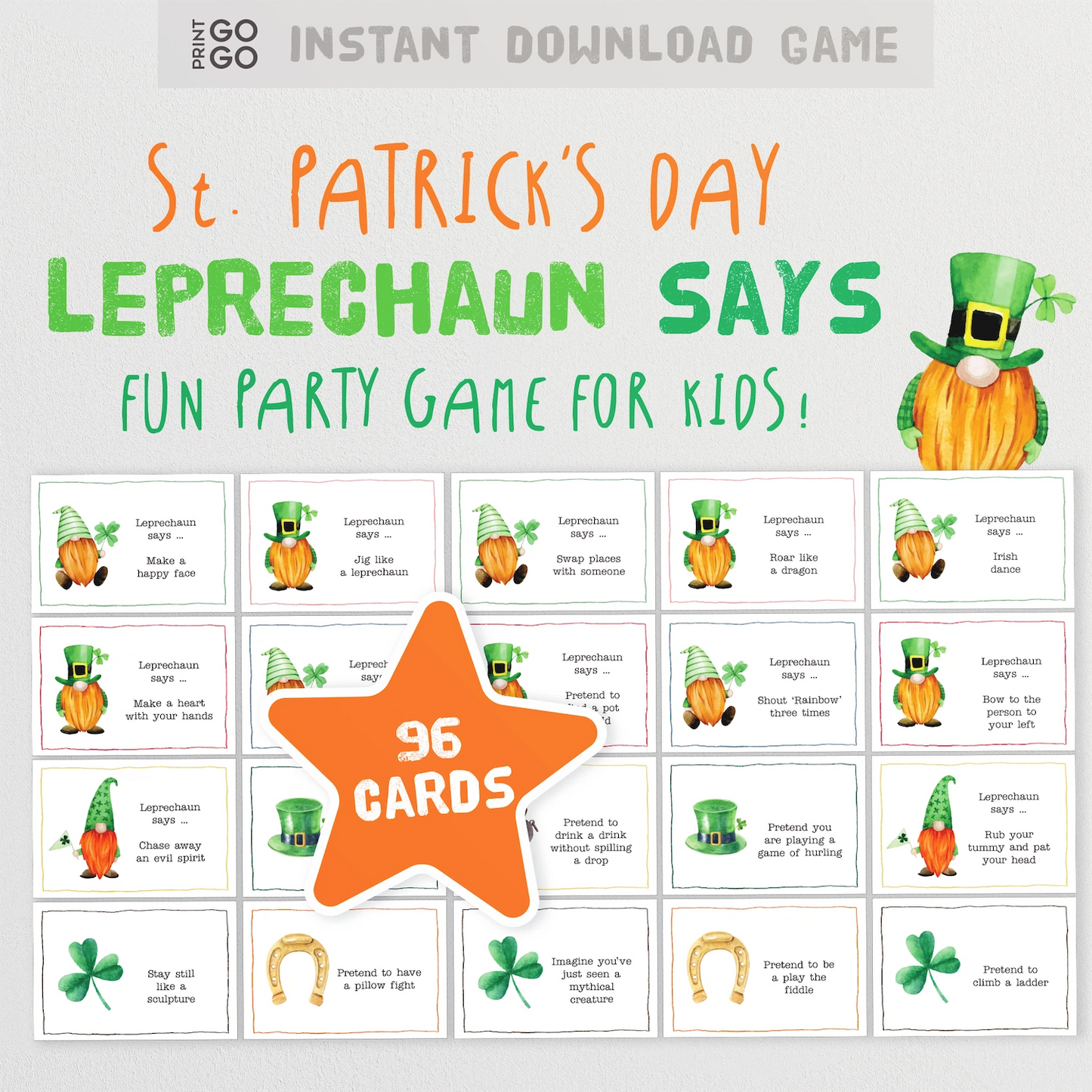 St. Patrick's Day leprechaun-themed party game for kids.