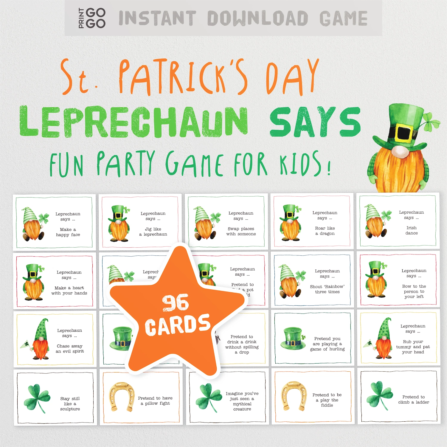 St. Patrick's Day leprechaun-themed party game for kids.