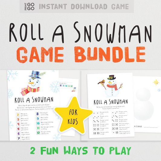 Instant download Christmas family game about rolling dice and drawing a snowman. First to finish, wins!