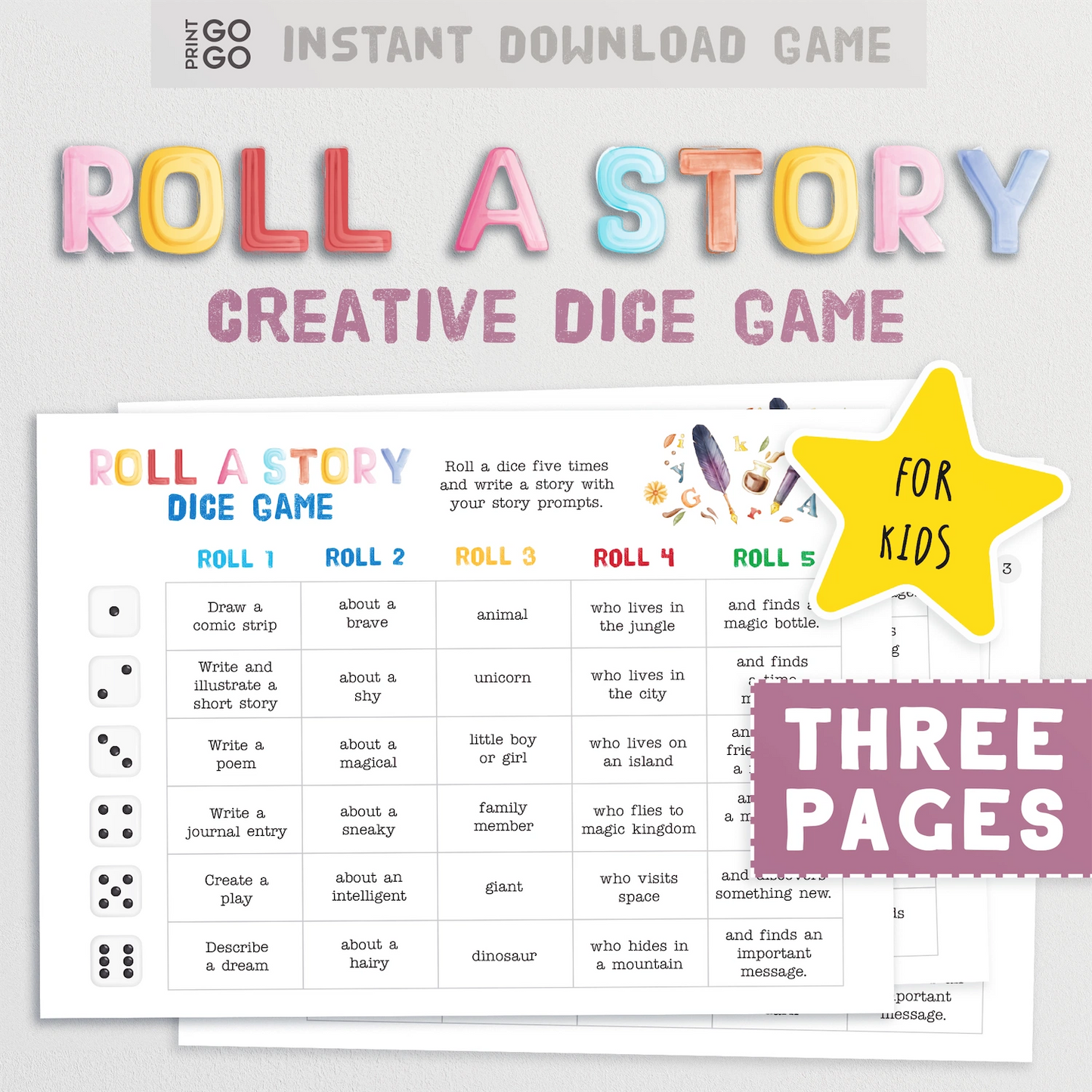 Roll A Story Dice Game