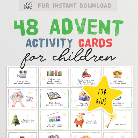 Instant download 48 Advent Activity Cards for children.